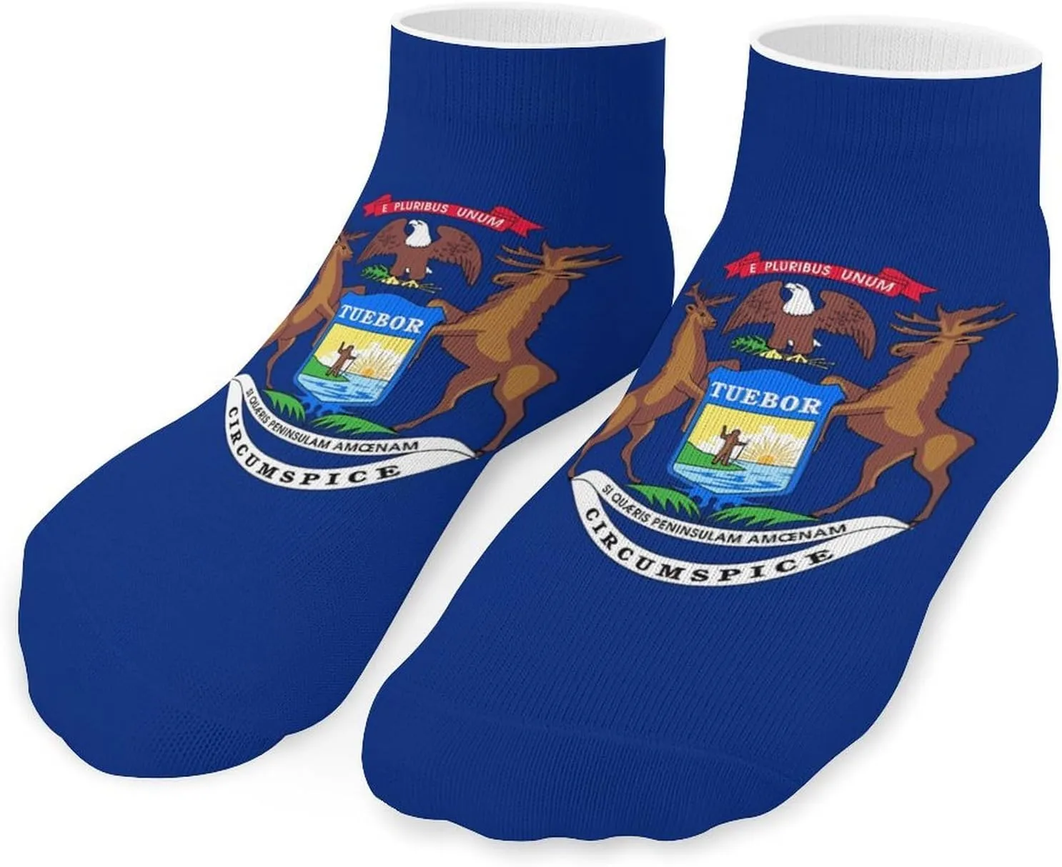 Michigan State Flag Printed Ankle Socks No Show Sock Low-Cut Athletic Socks for Men Women 1 Pair