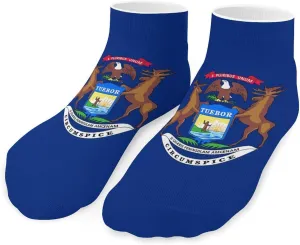 Michigan State Flag Printed Ankle Socks No Show Sock Low-Cut Athletic Socks for Men Women 1 Pair