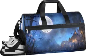 Moon Town Resistant Sports Gym Bag for Women Men Travel Duffel bag with Wet Pocket & Shoes Compartment Waterproof Weekender Bag 19.7"x9.9"x13"