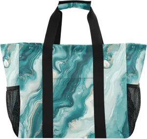 Nander Beautiful Marble Texture Reusable Grocery Bags,Large Grocery Tote Bag Water Resistant Shopping Bags Foldable Grocery Bag for Clothes,Shoes and Picnic
