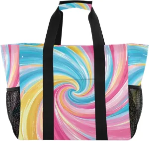 Nander Candy Color Line Reusable Grocery Bags,Large Grocery Tote Bag Water Resistant Shopping Bags Foldable Grocery Bag for Clothes,Shoes and Picnic