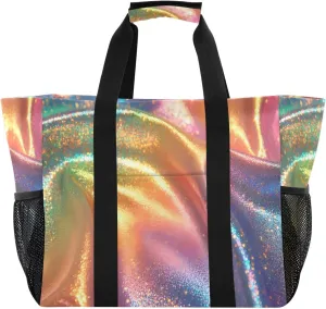 Nander Gradient Color Background Reusable Grocery Bags,Large Grocery Tote Bag Water Resistant Shopping Bags Foldable Grocery Bag for Clothes,Shoes and Picnic