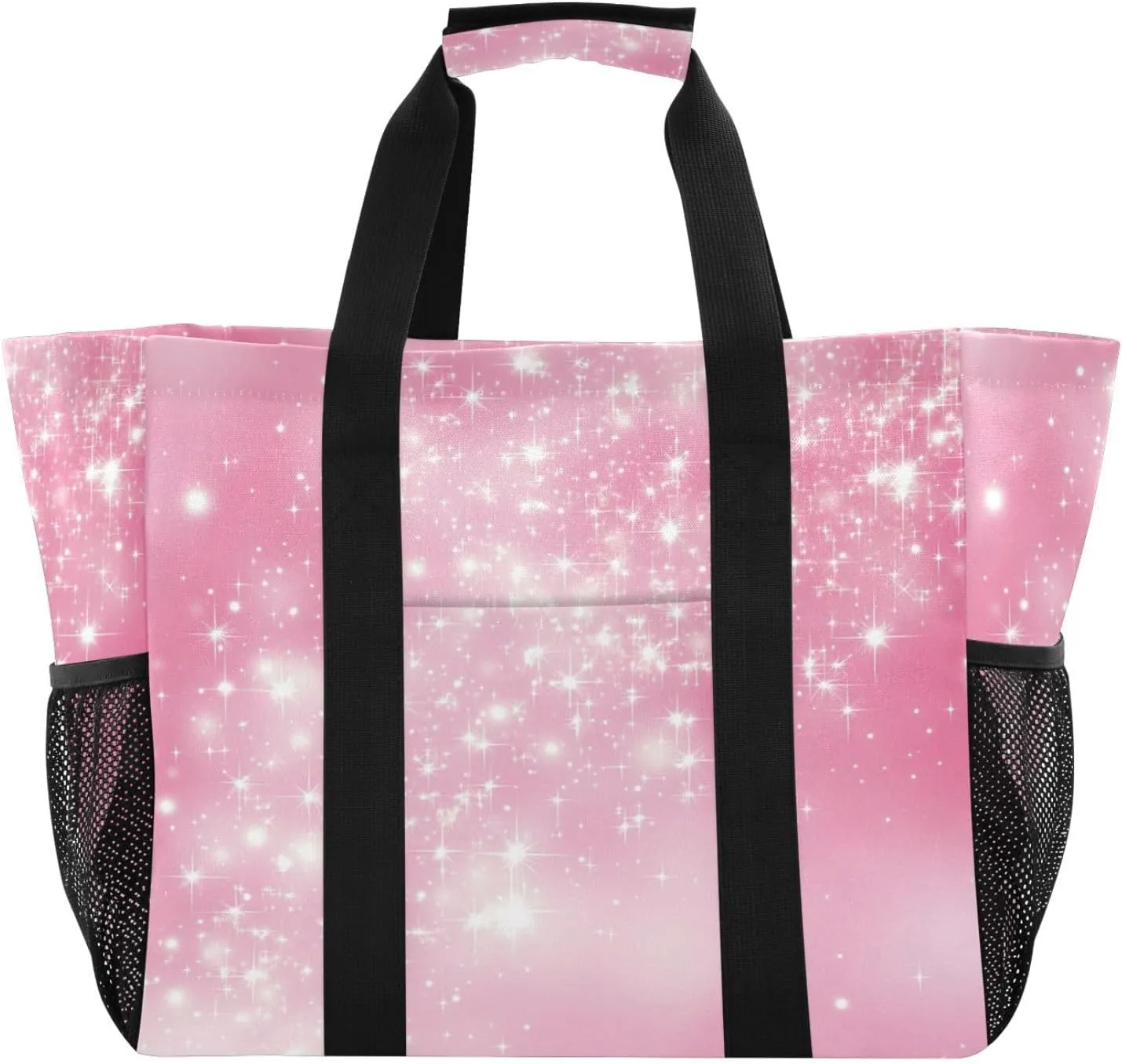 Nander Sparkling Stars Reusable Grocery Bags,Large Grocery Tote Bag Water Resistant Shopping Bags Foldable Grocery Bag for Clothes,Shoes and Picnic