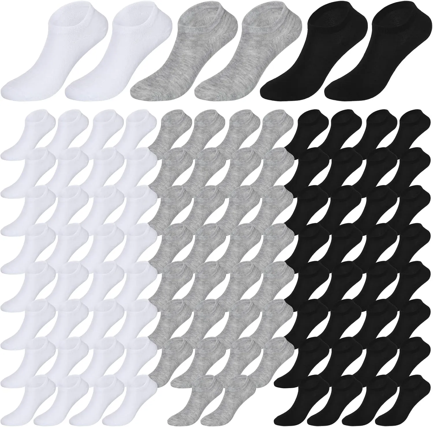 Newcotte 50 Pairs No Show Socks Bulk Size 6-9 Women Men Low Cut Ankle Non Slip Invisible Short Casual Athletic Socks