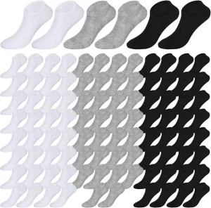 Newcotte 50 Pairs No Show Socks Bulk Size 6-9 Women Men Low Cut Ankle Non Slip Invisible Short Casual Athletic Socks