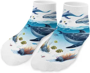 Ocean Animals Fish Sharks Printed Ankle Socks No Show Sock Low-Cut Athletic Socks for Men Women 1 Pair