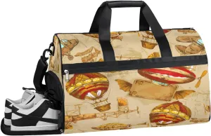 Old Aircraft Resistant Sports Gym Bag for Women Men Travel Duffel bag with Wet Pocket & Shoes Compartment Waterproof Weekender Bag 19.7"x9.9"x13"