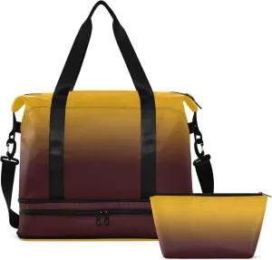 Orange Red Gradient Gym Bag for Women Men Travel Duffel Bag with Shoe Compartment Carry On Weekender Overnight Bags for Hospital Gym Travel