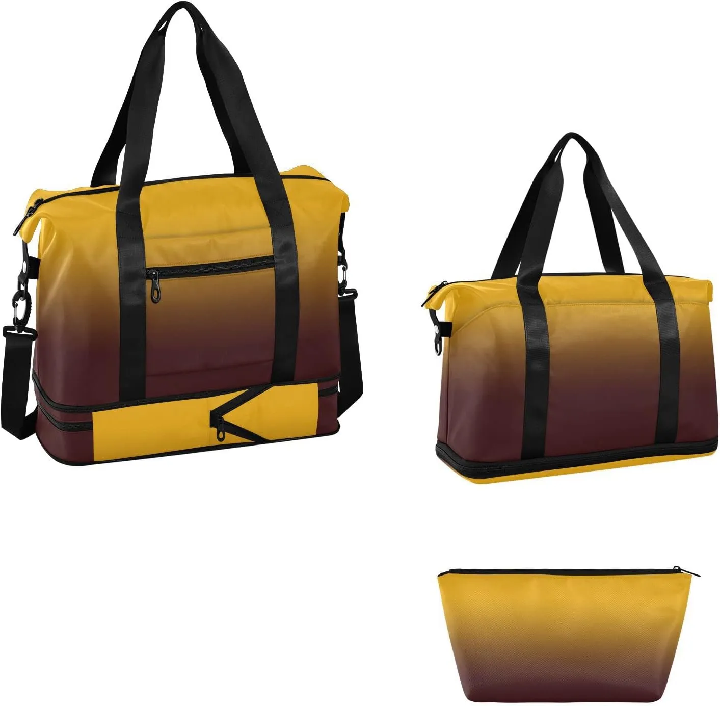 Orange Red Gradient Gym Bag for Women Men Travel Duffel Bag with Shoe Compartment Carry On Weekender Overnight Bags for Hospital Gym Travel