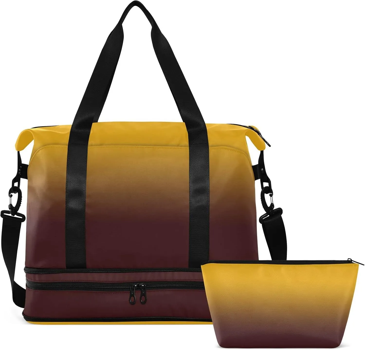 Orange Red Gradient Gym Bag for Women Men Travel Duffel Bag with Shoe Compartment Carry On Weekender Overnight Bags for Hospital Gym Travel