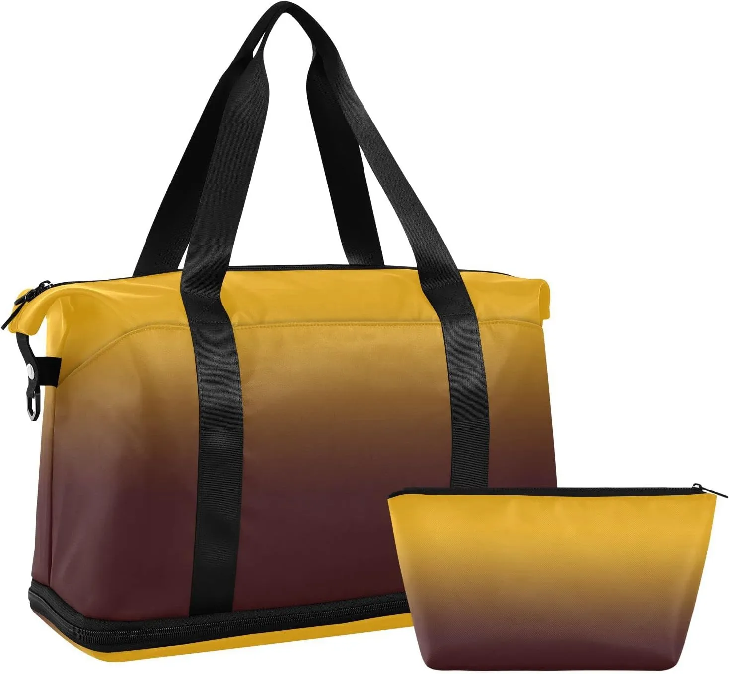 Orange Red Gradient Gym Bag for Women Men Travel Duffel Bag with Shoe Compartment Carry On Weekender Overnight Bags for Hospital Gym Travel