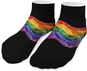 Paisey LGBT Rainbow Flag Printed Ankle Socks No Show Sock Low-Cut Athletic Socks for Men Women 1 Pair