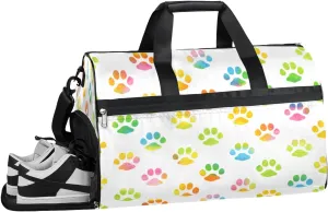 Paw Print Resistant Sports Gym Bag for Women Men Travel Duffel bag with Wet Pocket & Shoes Compartment Waterproof Weekender Bag 19.7"x9.9"x13"