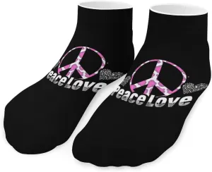 Peace Love Camouflage Printed Ankle Socks No Show Sock Low-Cut Athletic Socks for Men Women 1 Pair