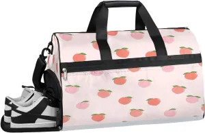 Peaches Sports Gym Bag for Women Men Travel Duffel Bag with Wet Pocket & Shoes Compartment Waterproof Weekender Overnight Tote Carry on Bag Lightweight