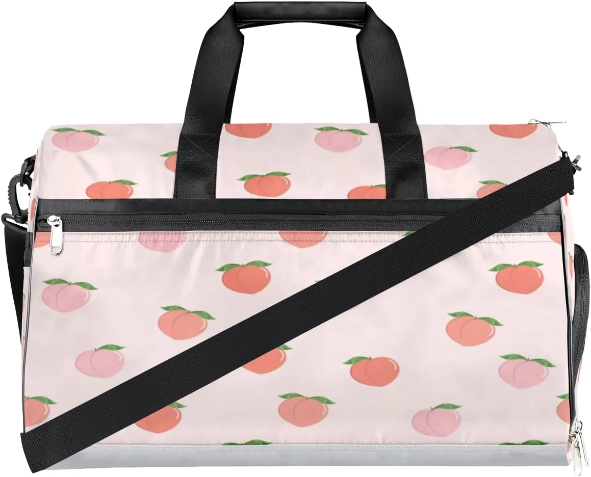 Peaches Sports Gym Bag for Women Men Travel Duffel Bag with Wet Pocket & Shoes Compartment Waterproof Weekender Overnight Tote Carry on Bag Lightweight