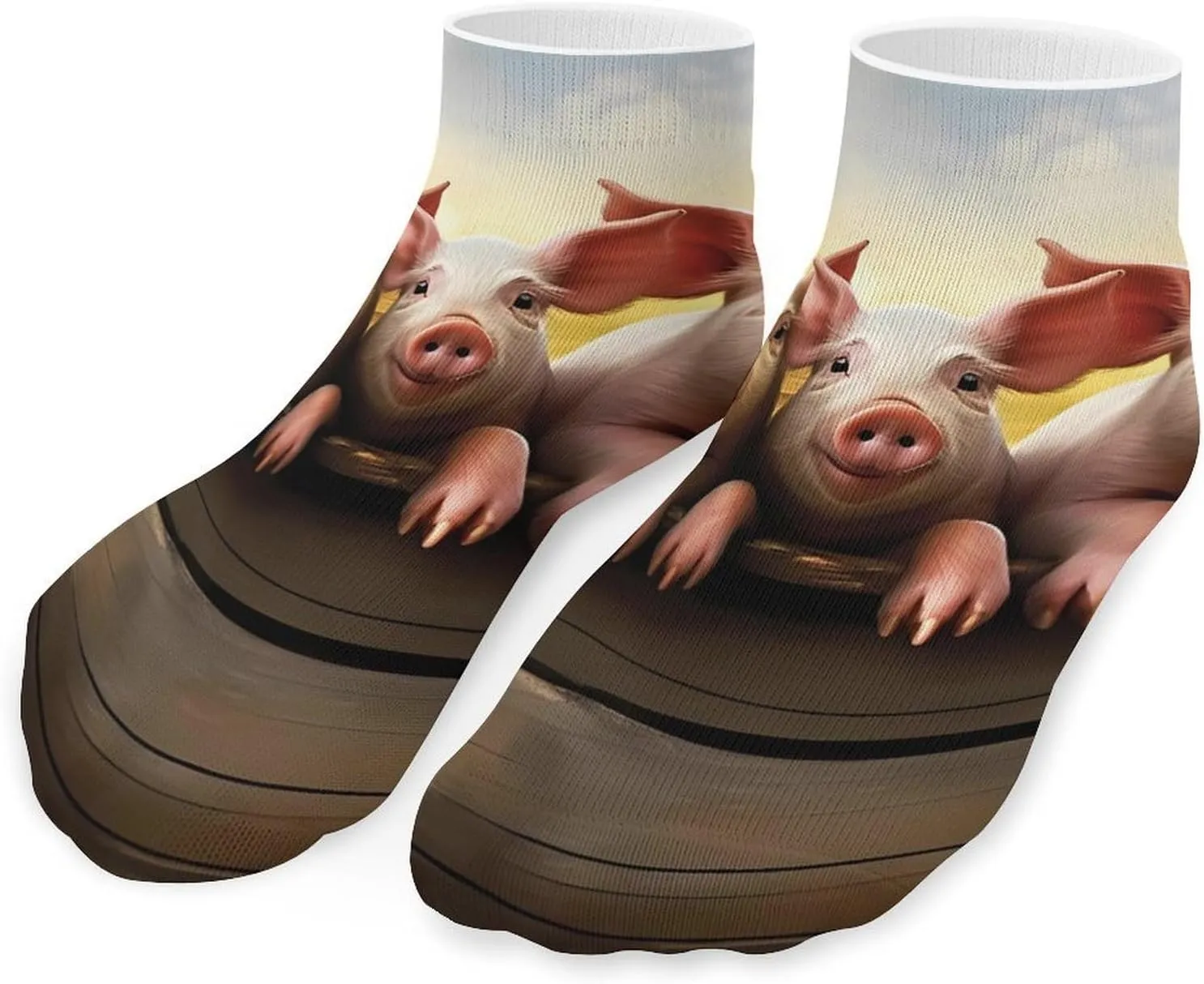 Pigs Farmhouse Printed Ankle Socks No Show Sock Low-Cut Athletic Socks for Men Women 1 Pair