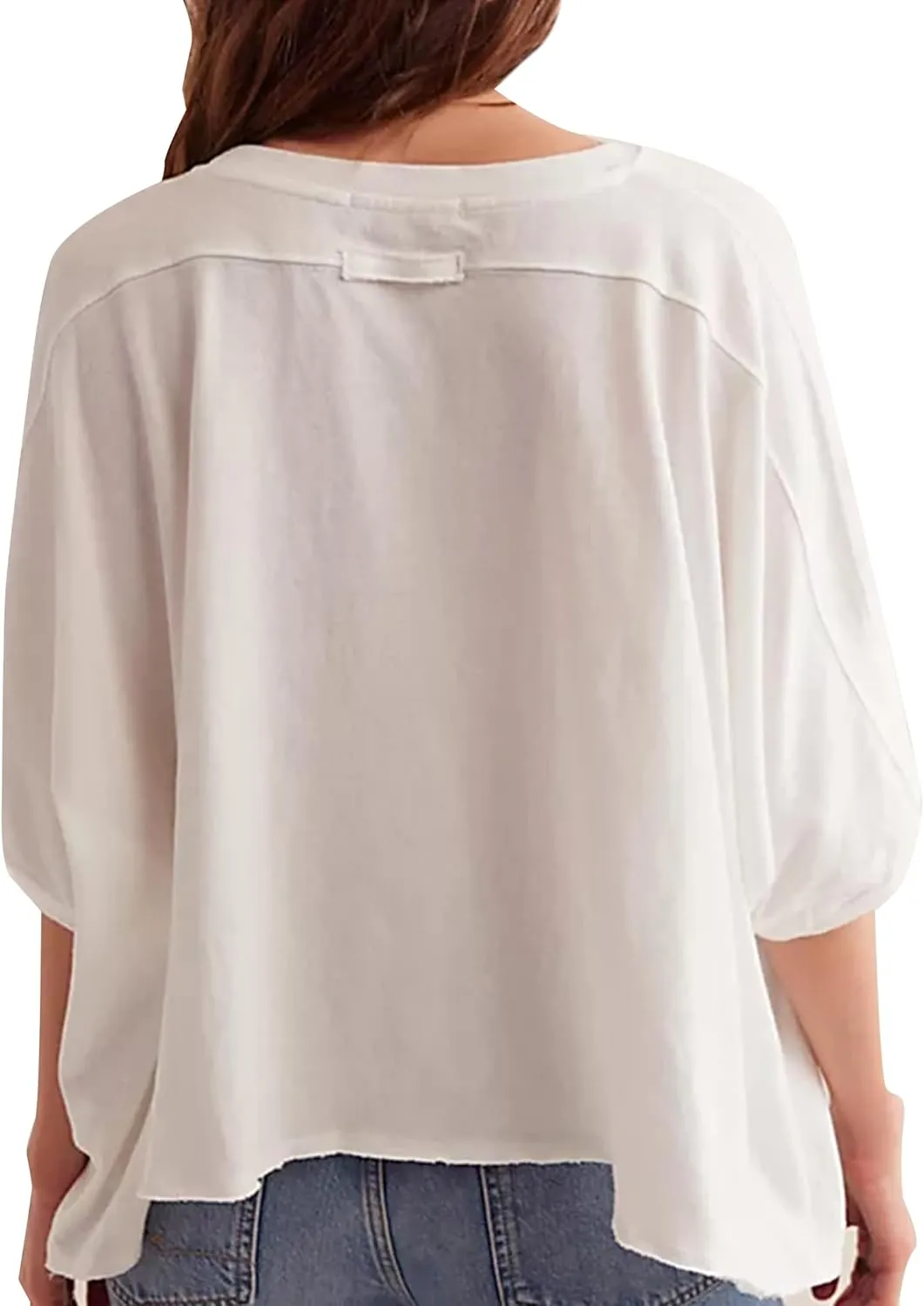 Remidoo Womens Oversized Tshirts Crewneck Half Sleeve Crop Top Loose Fit Tee Tops