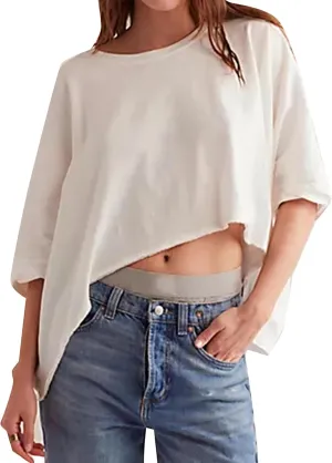 Remidoo Womens Oversized Tshirts Crewneck Half Sleeve Crop Top Loose Fit Tee Tops