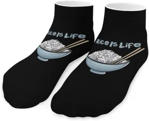 Rice is Life Printed Ankle Socks No Show Sock Low-Cut Athletic Socks for Men Women 1 Pair