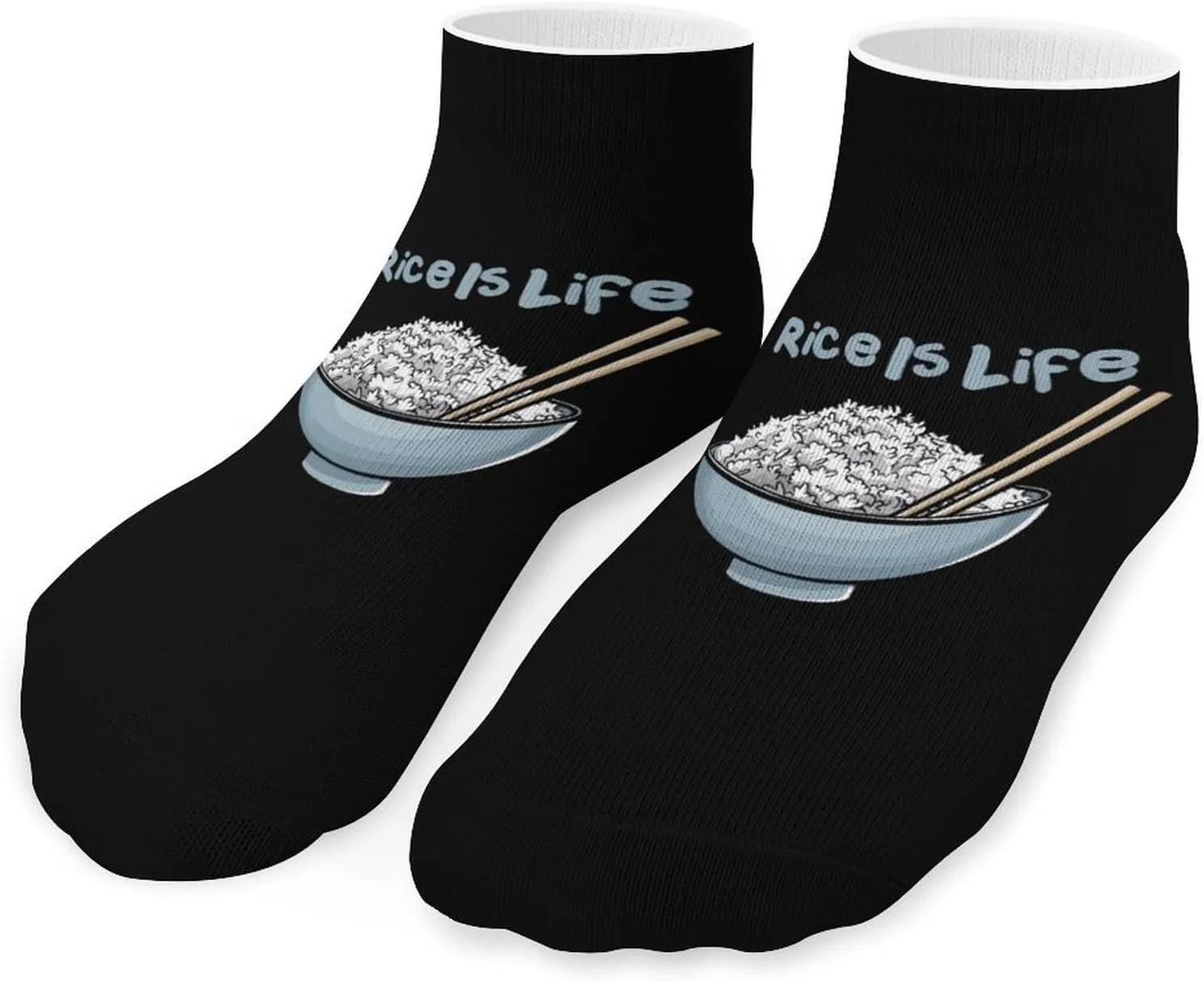 Rice is Life Printed Ankle Socks No Show Sock Low-Cut Athletic Socks for Men Women 1 Pair