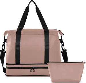 Rose Gold Gym Bag for Women Men Travel Duffel Bag with Shoe Compartment Carry On Weekender Overnight Bags for Travel Gym Yoga School