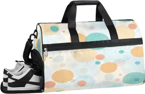 Round Pattern Resistant Sports Gym Bag for Women Men Travel Duffel bag with Wet Pocket & Shoes Compartment Waterproof Weekender Bag 19.7"x9.9"x13"