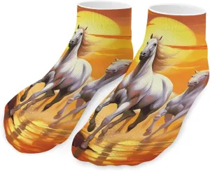 Running Horses Sunset Printed Ankle Socks No Show Sock Low-Cut Athletic Socks for Men Women 1 Pair