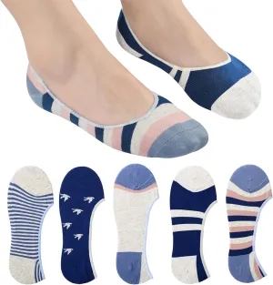 RYI 5-Pack No Show Socks for Women Size 6-9 Ankle Invisible Non-slip Athletic Socks