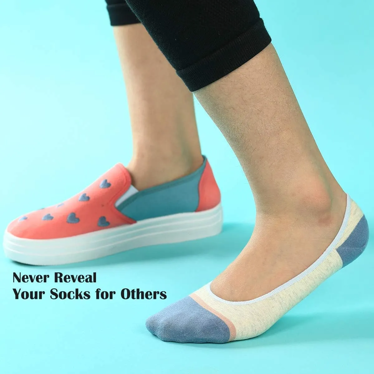 RYI 5-Pack No Show Socks for Women Size 6-9 Ankle Invisible Non-slip Athletic Socks