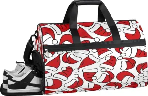 Santa Hat Resistant Sports Gym Bag for Women Men Travel Duffel bag with Wet Pocket & Shoes Compartment Waterproof Weekender Bag 19.7"x9.9"x13"