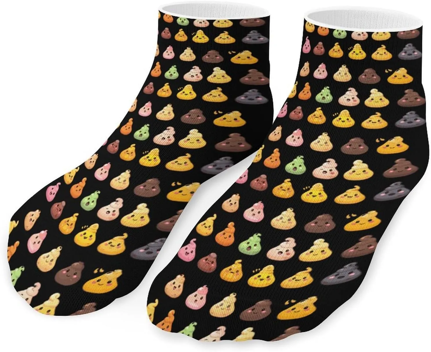 Shit Emoticons Printed Ankle Socks No Show Sock Low-Cut Athletic Socks for Men Women 1 Pair