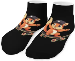 Skater Squirrel Printed Ankle Socks No Show Sock Low-Cut Athletic Socks for Men Women 1 Pair