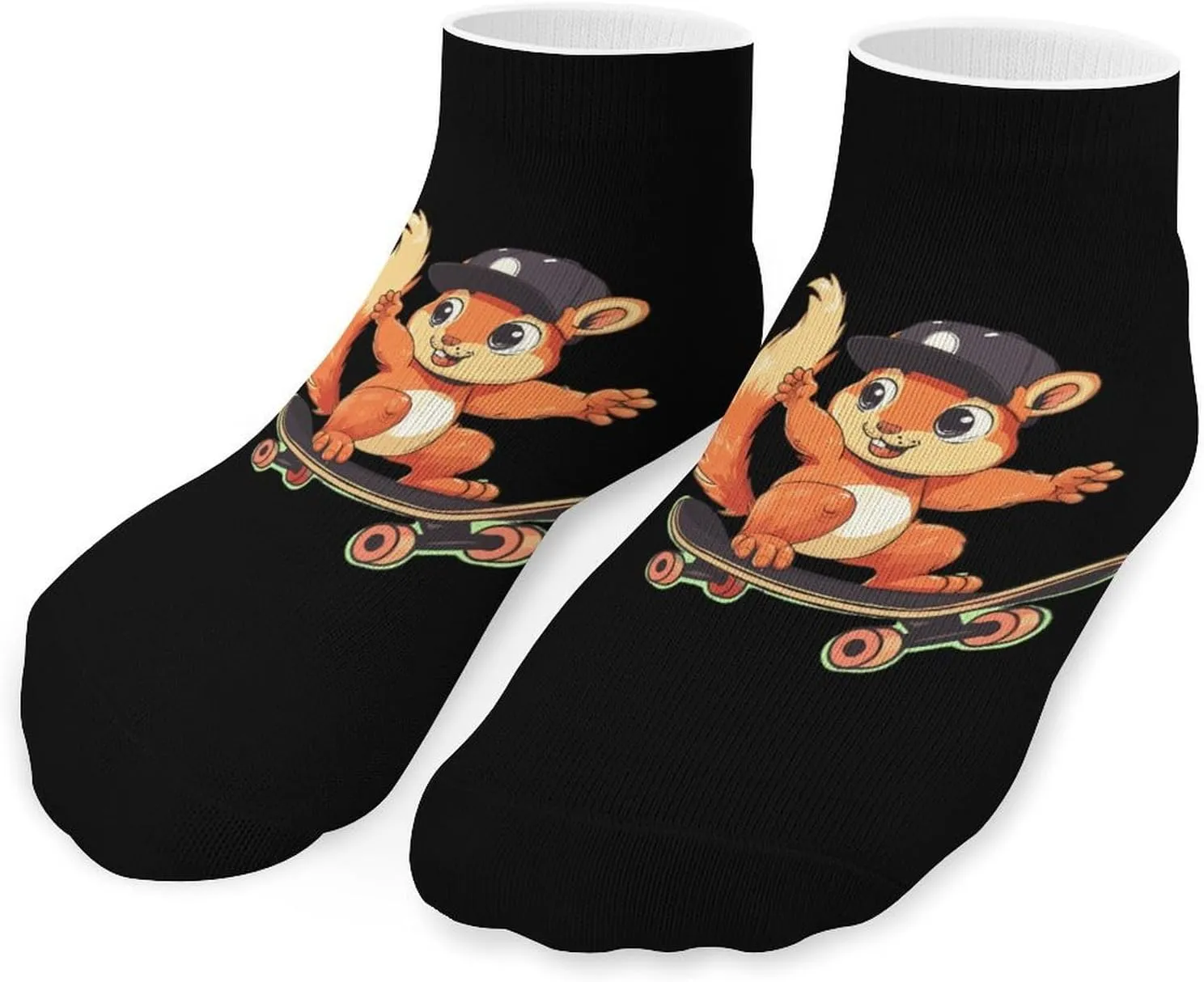 Skater Squirrel Printed Ankle Socks No Show Sock Low-Cut Athletic Socks for Men Women 1 Pair