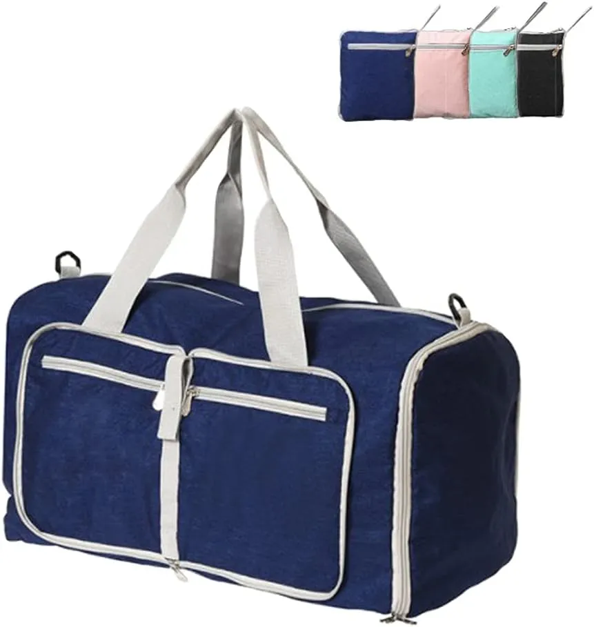 Small Sports Gym Bag for Women, Waterproof Weekender Travel Duffel Bag for Women & Men, Overnight Tote Carry On Bag with Shoes Compartment Blue