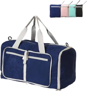 Small Sports Gym Bag for Women, Waterproof Weekender Travel Duffel Bag for Women & Men, Overnight Tote Carry On Bag with Shoes Compartment Blue