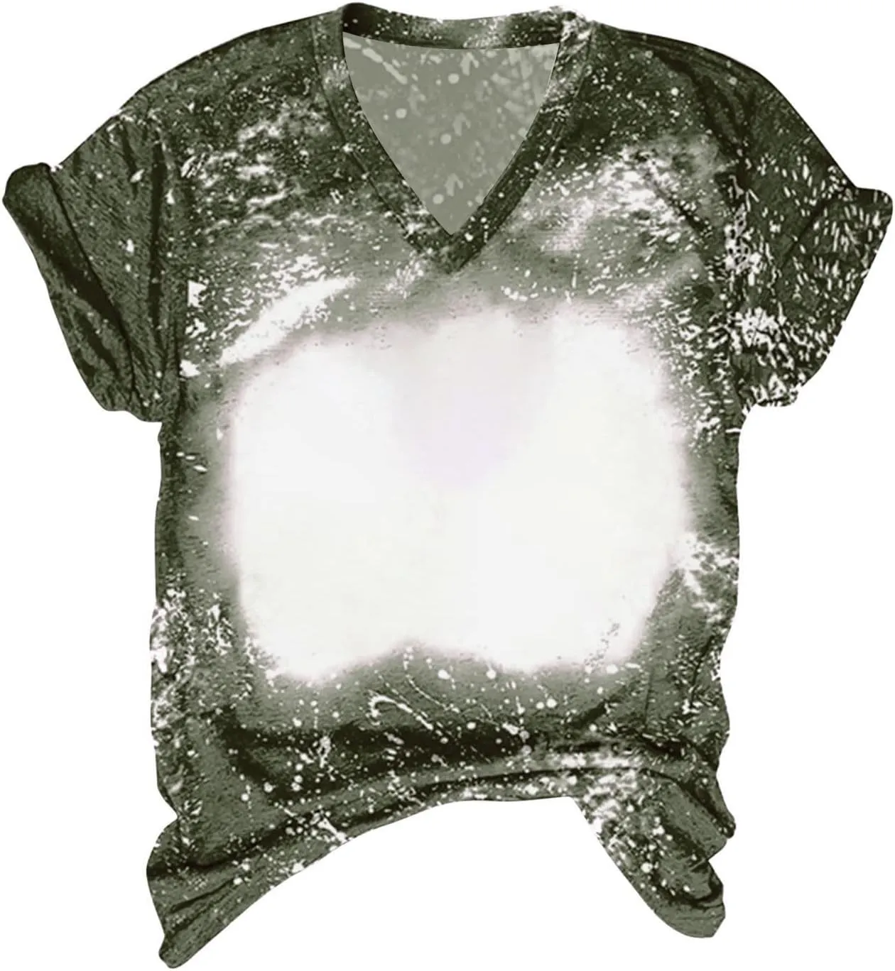 SMIDOW Sublimation Blanks Bleached T-Shirt for Women Summer Casual Loose Fit Short Sleeve v Neck Basic Tops Shirts