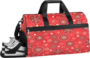 Snowflake Patterns Resistant Sports Gym Bag for Women Men Travel Duffel bag with Wet Pocket & Shoes Compartment Waterproof Weekender Bag 19.7"x9.9"x13"