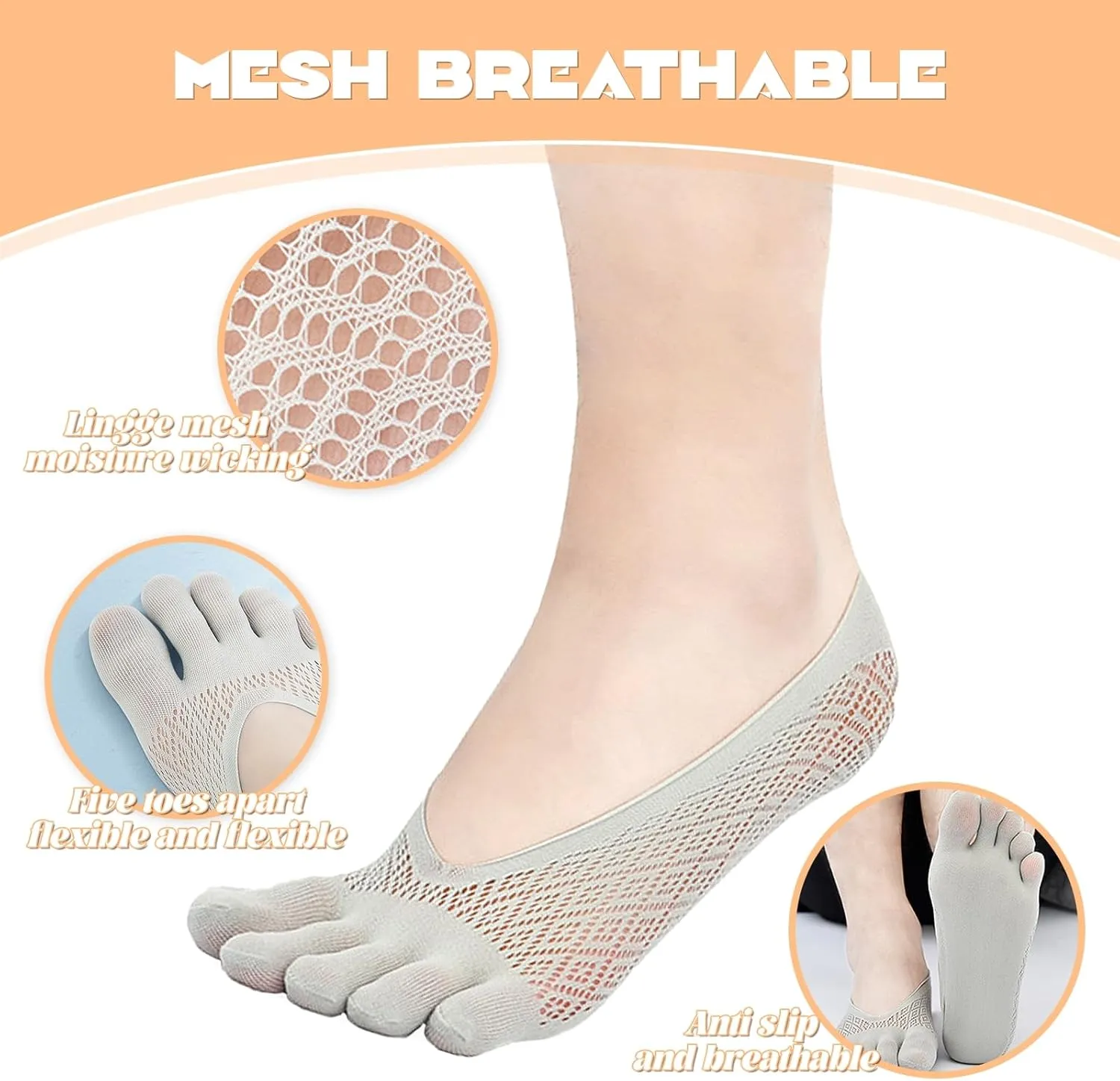 Sock Align Toe Socks for Women, Projoint Anti Bunions Health Sock, Orthopedic Compression No Show Five Finger Socks