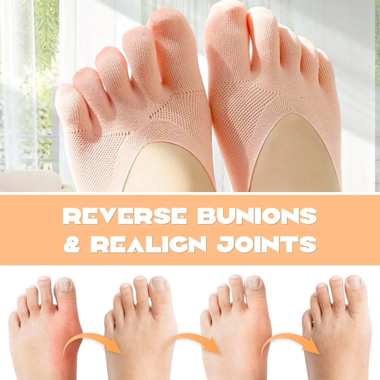 Sock Align Toe Socks for Women, Projoint Anti Bunions Health Sock, Orthopedic Compression No Show Five Finger Socks