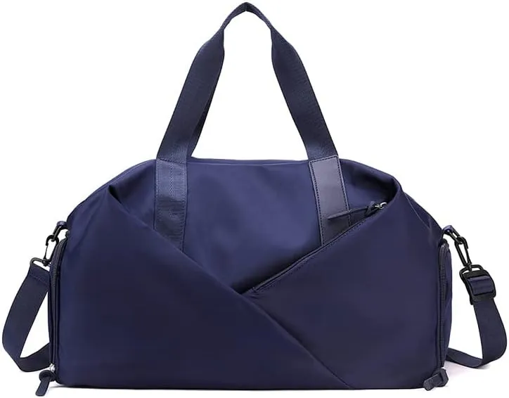 Sports Bag Duffel Yoga Bag Gym Bag Shoes Compartment Dry & Wet Separation Waterproof Messenger Bag Handbag Fitness Bag for men & women (dark blue)