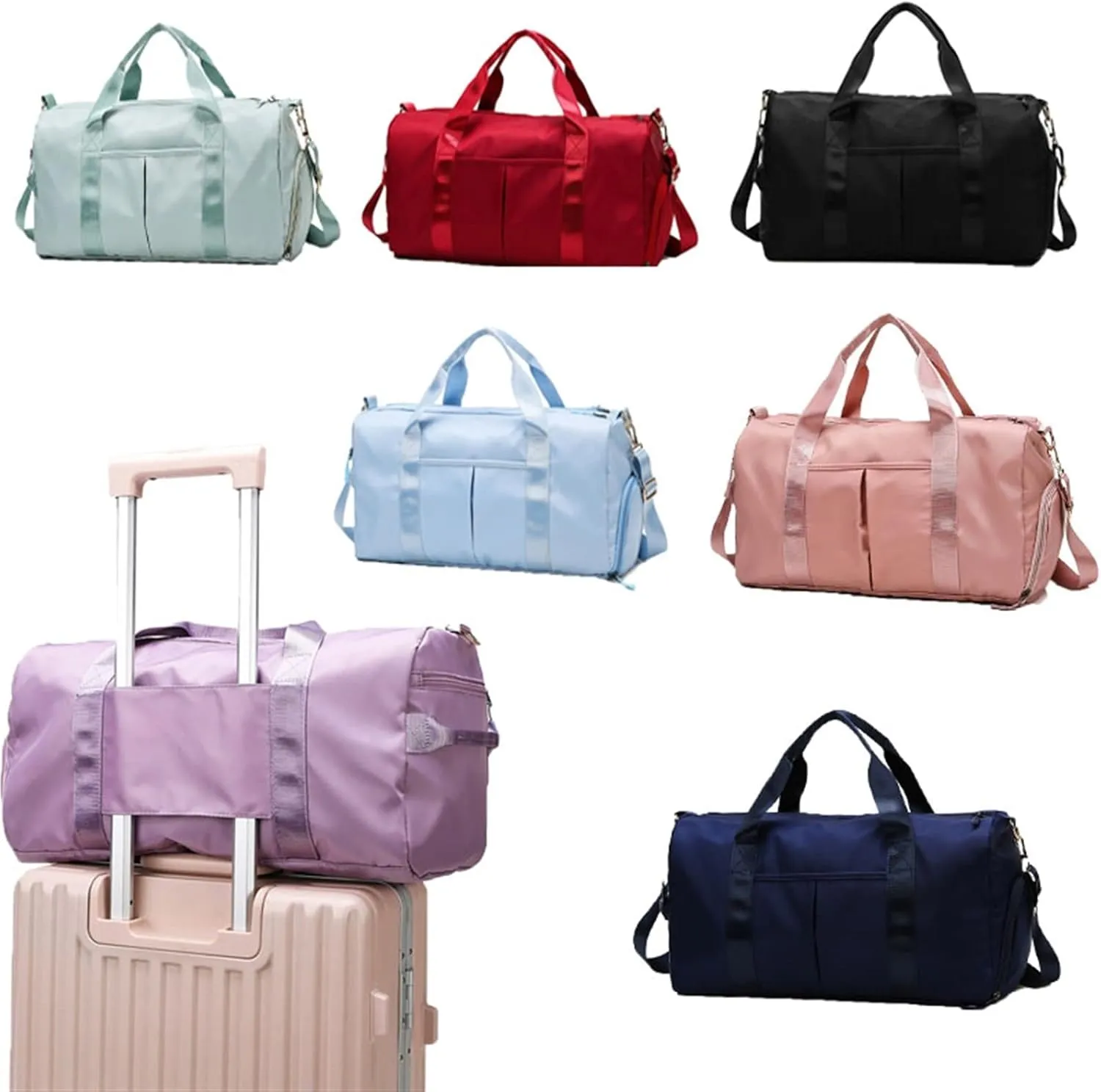 Sports Duffel Bags Gym Bags Waterproof Nylon Outdoor Sports Training Fitness Travel Yoga Ultralight Bag Men Women Handbag with Shoes Compartment(Black Color)