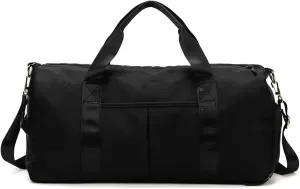 Sports Duffel Bags Gym Bags Waterproof Nylon Outdoor Sports Training Fitness Travel Yoga Ultralight Bag Men Women Handbag with Shoes Compartment(Black Color)
