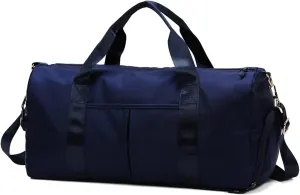 Sports Duffel Bags Gym Bags Waterproof Nylon Outdoor Sports Training Fitness Travel Yoga Ultralight Bag Men Women Handbag with Shoes Compartment(Dark Blue)