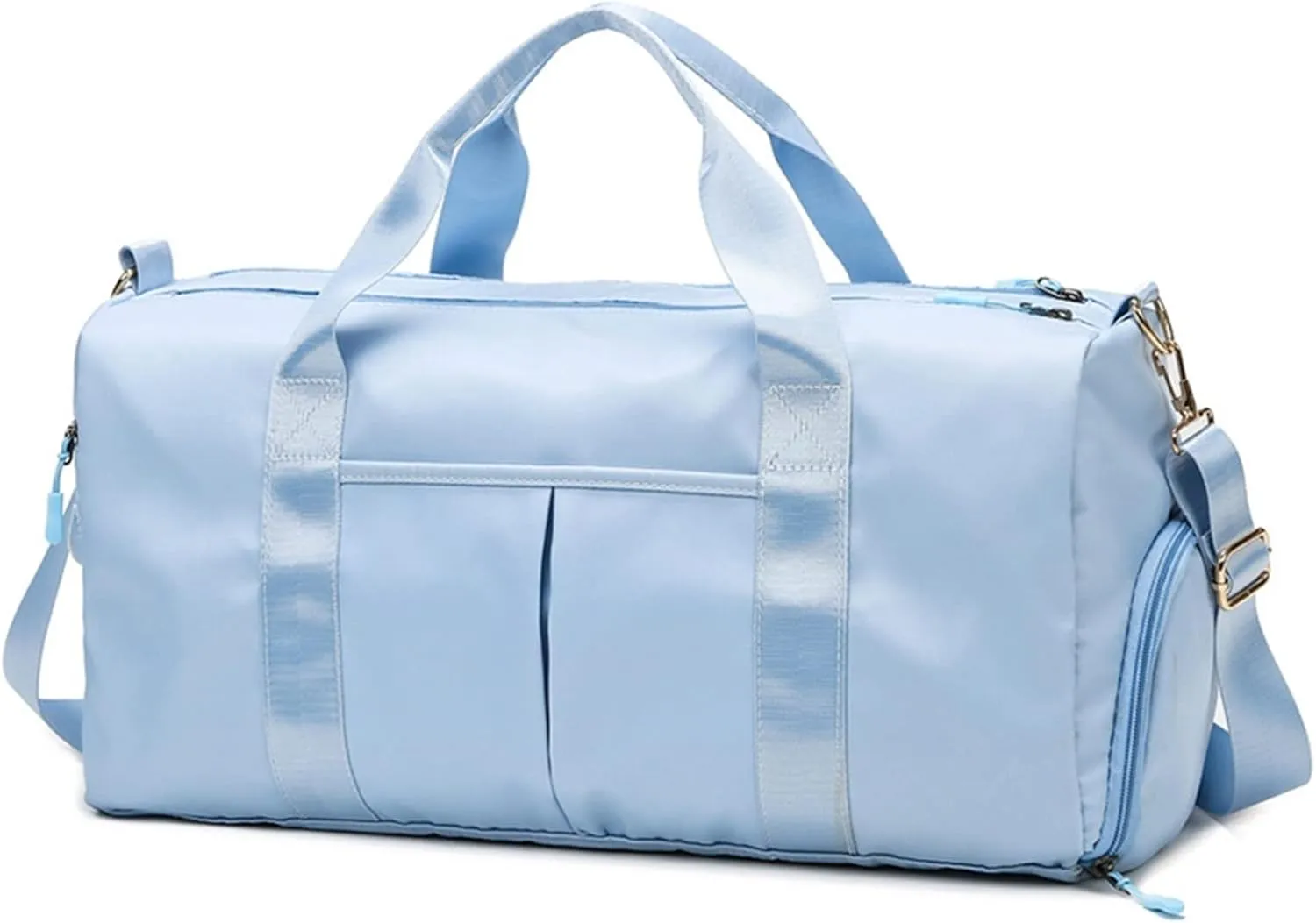 Sports Duffel Bags Gym Bags Waterproof Nylon Outdoor Sports Training Fitness Travel Yoga Ultralight Bag Men Women Handbag with Shoes Compartment(Light blue)