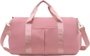 Sports Duffel Bags Sports Gym Bags Outdoor Waterproof Nylon Men Women Training Fitness Travel Handbag Yoga Mat Sport Bag with Shoes Compartment(Pink)
