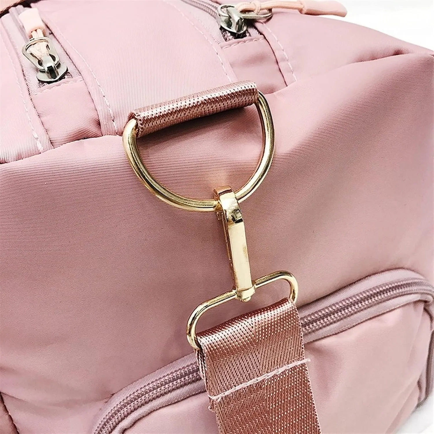 Sports Duffel Bags Sports Gym Bags Outdoor Waterproof Nylon Men Women Training Fitness Travel Handbag Yoga Mat Sport Bag with Shoes Compartment(Pink)