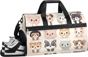Sports Gym Bag Women Men with Wet Pocket & Shoes Compartment, Cute Animals Travel Duffel Bag, Workout Dance Bag Tote Bags, Carry On Weekender