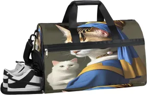 Sports Gym Bag Women Men with Wet Pocket & Shoes Compartment, Pearl Earring Travel Duffel Bag, Workout Dance Bag Tote Bags, Carry On Weekender
