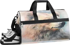 Sports Gym Bag Women Men with Wet Pocket & Shoes Compartment, White Bear Travel Duffel Bag, Workout Dance Bag Tote Bags, Carry On Weekender